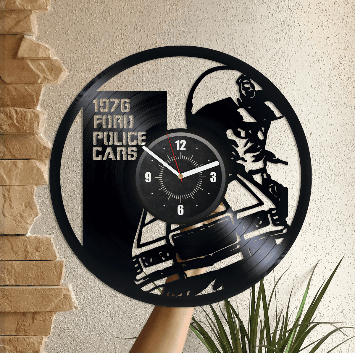 Police Car Vinyl Record Large Wall Clock Gift For Police Officer Original Decor For Office Police Wall Art Retirement Gifts For Men