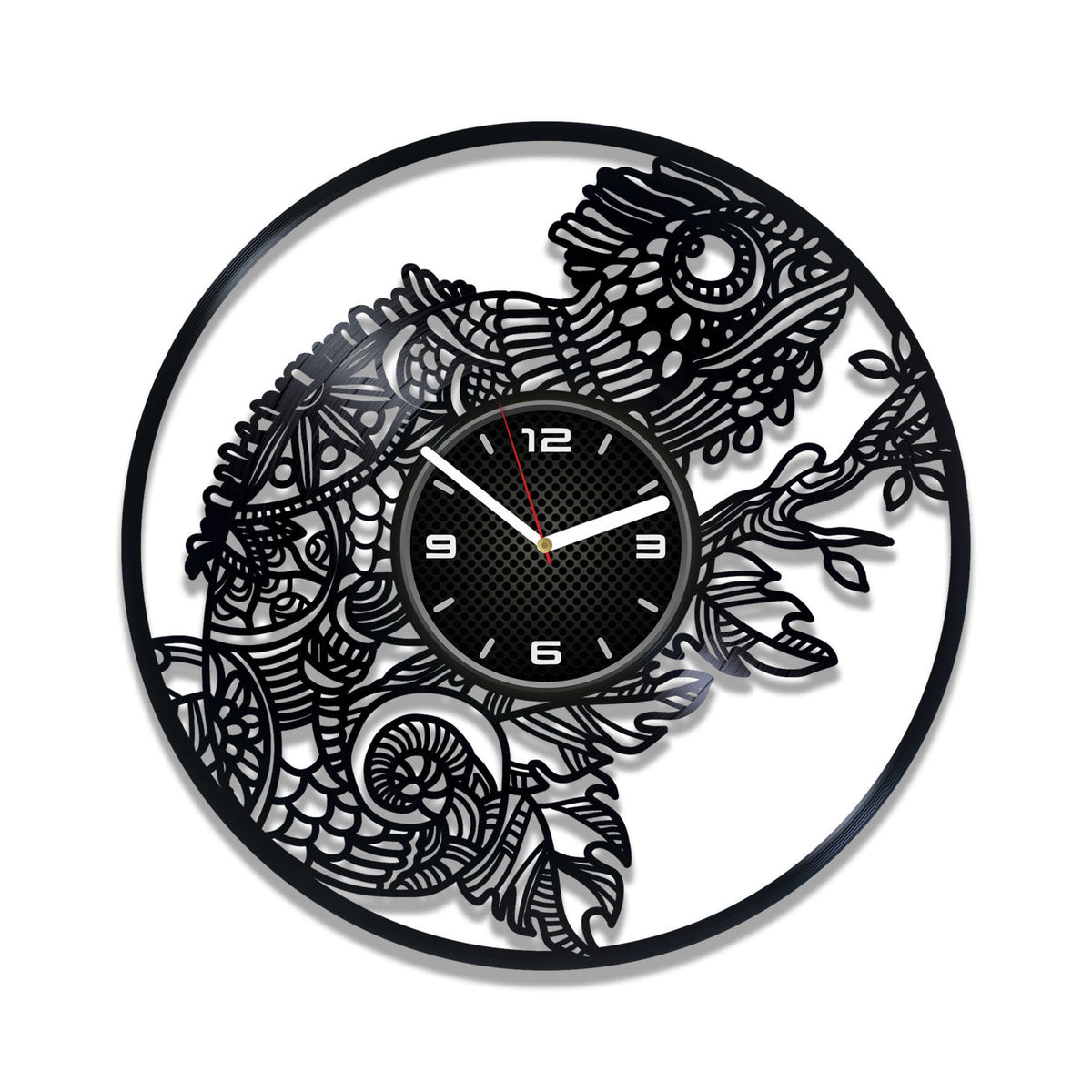 Chameleon Vinyl Record Round Clock Animals Wall Art Cute Decor For Playroom Chameleon Decor Creative Wedding Gift For Couple
