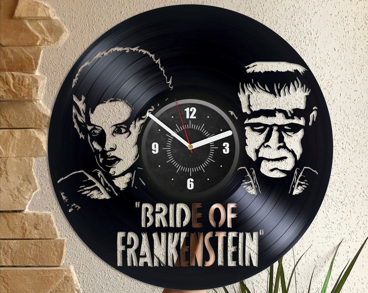 Bride Of Frankenstein Vinyl Record Wall Clock Movie Wall Art Living Room Decor Aesthetic Retro Movie Decor Wedding Gift For Couple