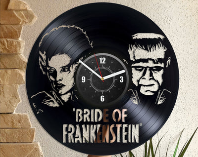 Bride Of Frankenstein Vinyl Record Wall Clock Movie Wall Art Living Room Decor Aesthetic Retro Movie Decor Wedding Gift For Couple