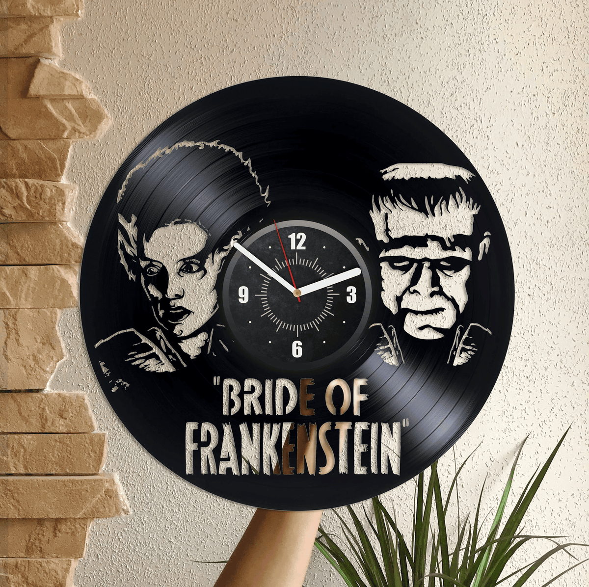 Bride Of Frankenstein Vinyl Record Wall Clock Movie Wall Art Living Room Decor Aesthetic Retro Movie Decor Wedding Gift For Couple