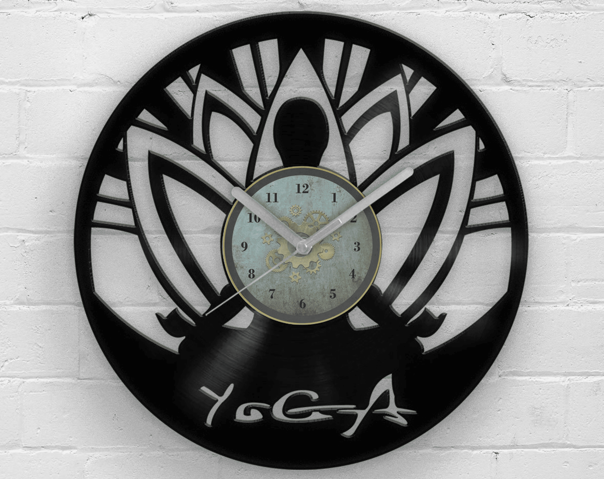 Yoga Lover Gifts, Bedroom Wall Decor, Meditation and Spiritual Healing, Vinyl Clock, Minimalist Clocks, Buddhist Art, Lotus Flower Artwork