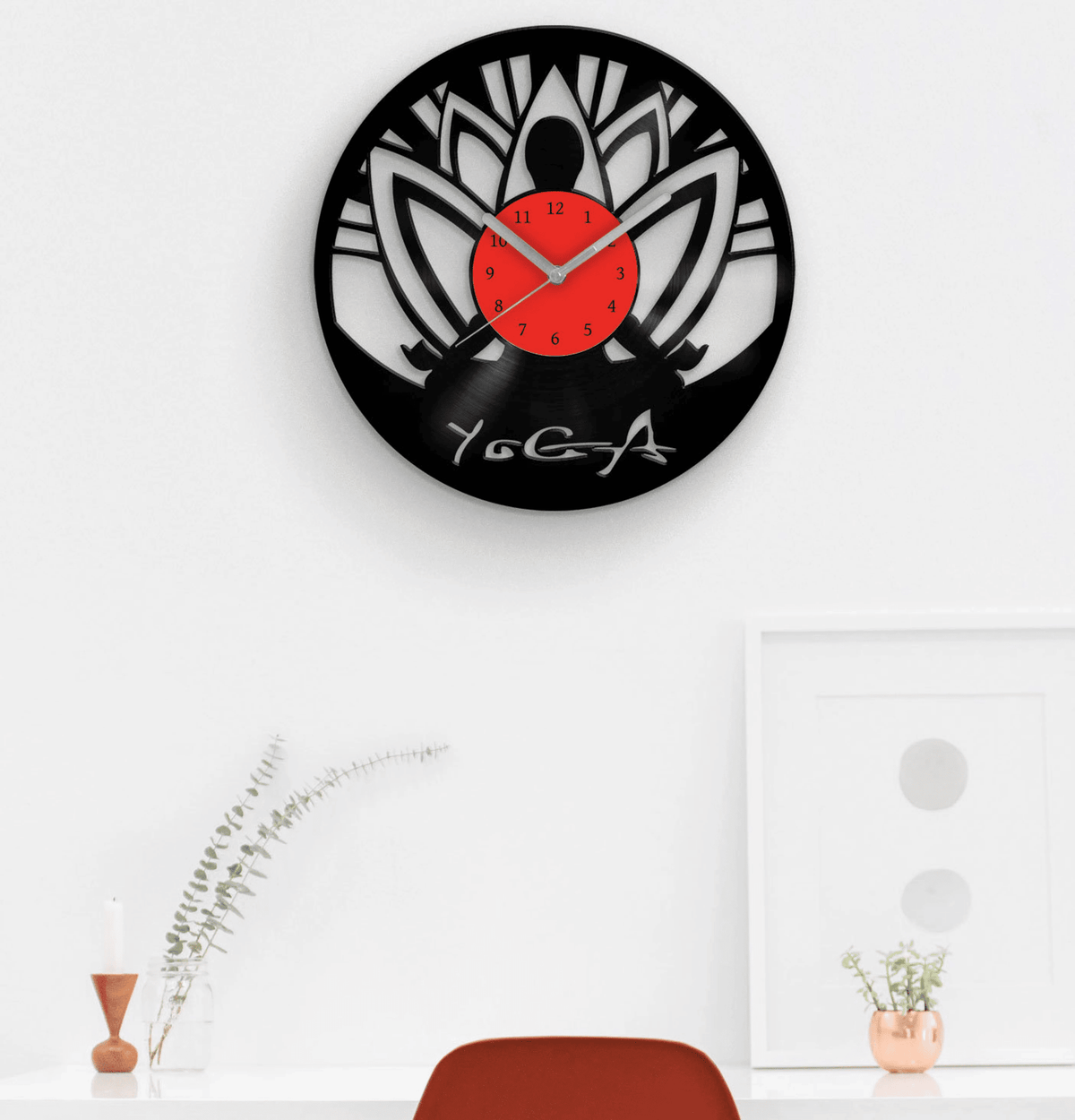Yoga Lover Gifts, Bedroom Wall Decor, Meditation and Spiritual Healing, Vinyl Clock, Minimalist Clocks, Buddhist Art, Lotus Flower Artwork