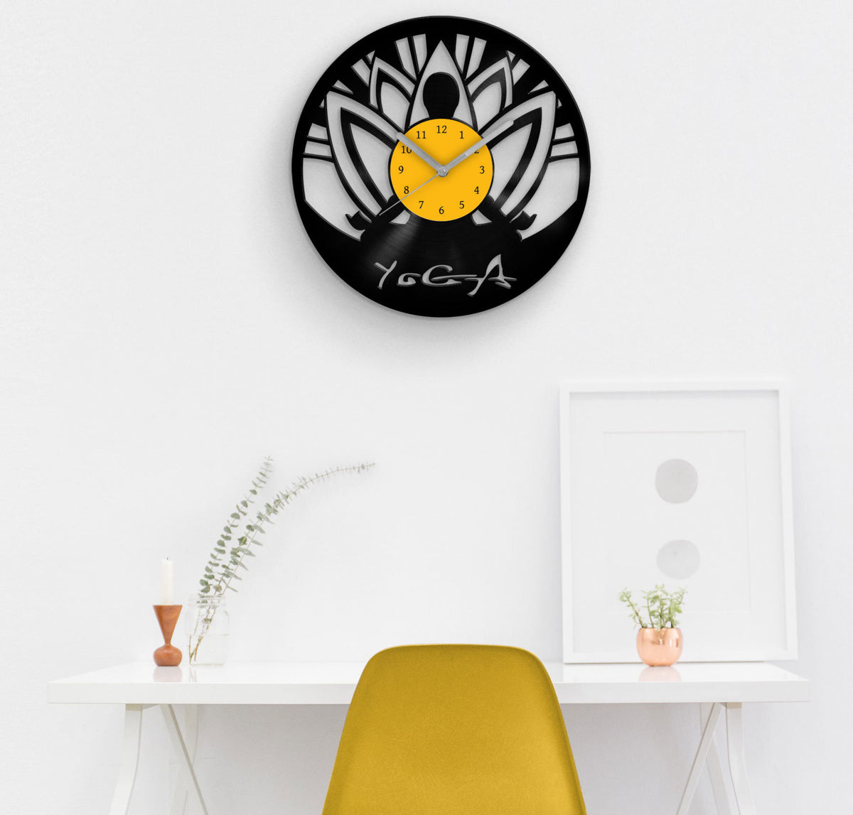 Yoga Lover Gifts, Bedroom Wall Decor, Meditation and Spiritual Healing, Vinyl Clock, Minimalist Clocks, Buddhist Art, Lotus Flower Artwork