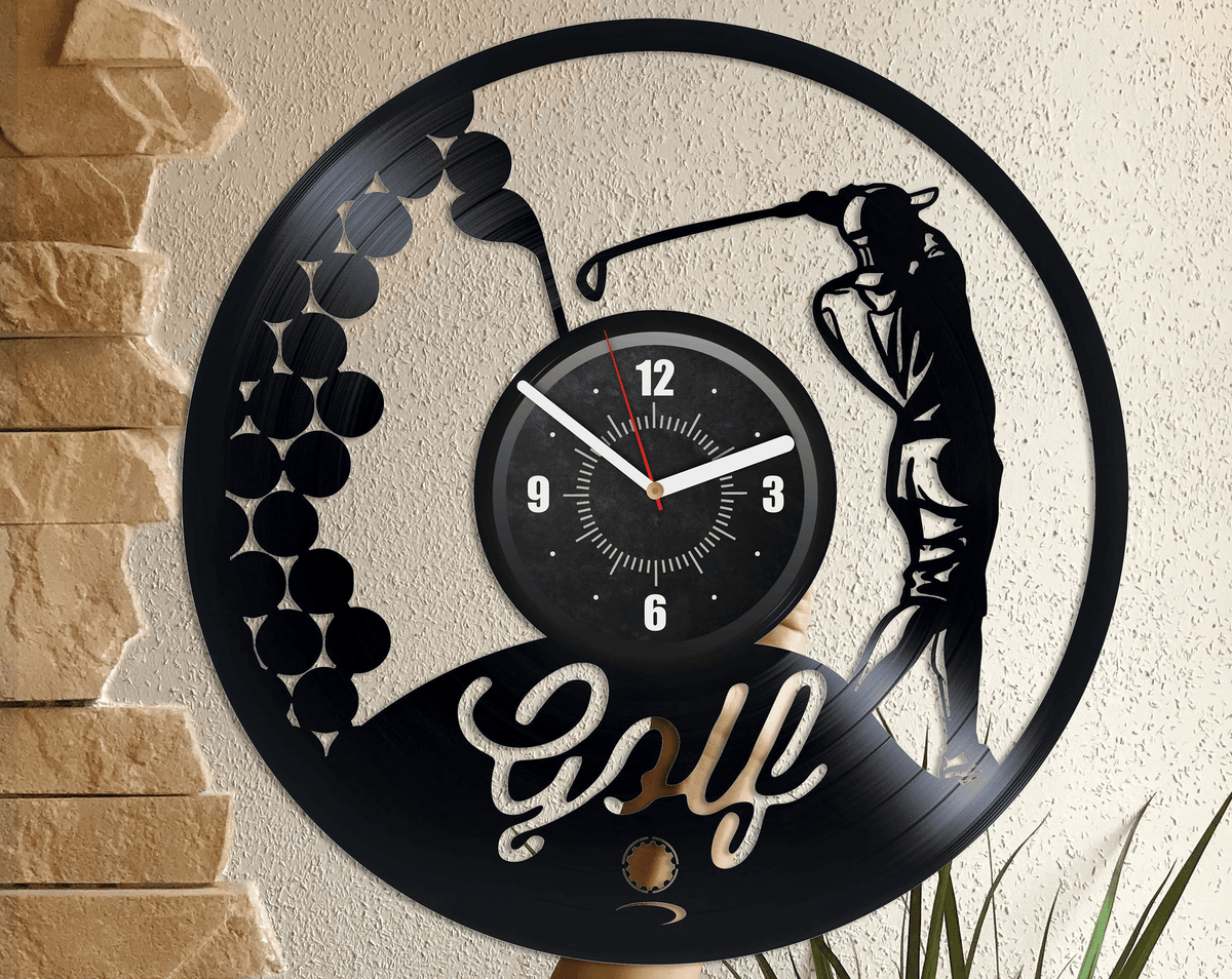Golf Vinyl Record Silent Wall Clock Sports Wall Art For House Original Artwork Golf Decorations Wedding Gift For Couple