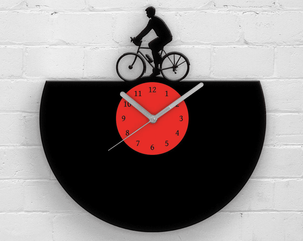 Birthday Gift for Him - Cycling Men Wall Decor - Vinyl Clocks - Old Record Clock - Cyclist Man - Bicycle Boy Decoration - Kids Room Art