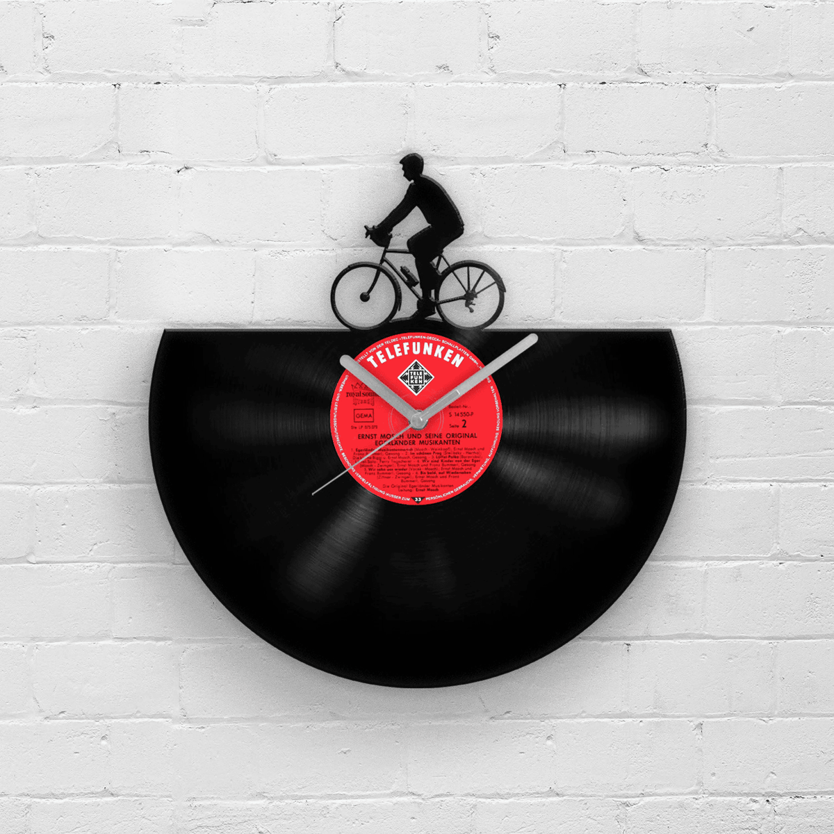 Birthday Gift for Him - Cycling Men Wall Decor - Vinyl Clocks - Old Record Clock - Cyclist Man - Bicycle Boy Decoration - Kids Room Art