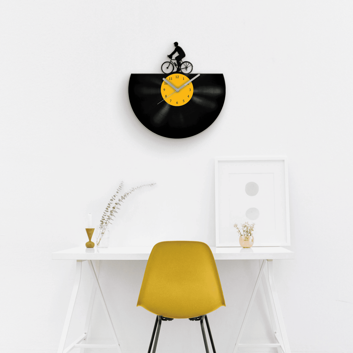 Birthday Gift for Him - Cycling Men Wall Decor - Vinyl Clocks - Old Record Clock - Cyclist Man - Bicycle Boy Decoration - Kids Room Art