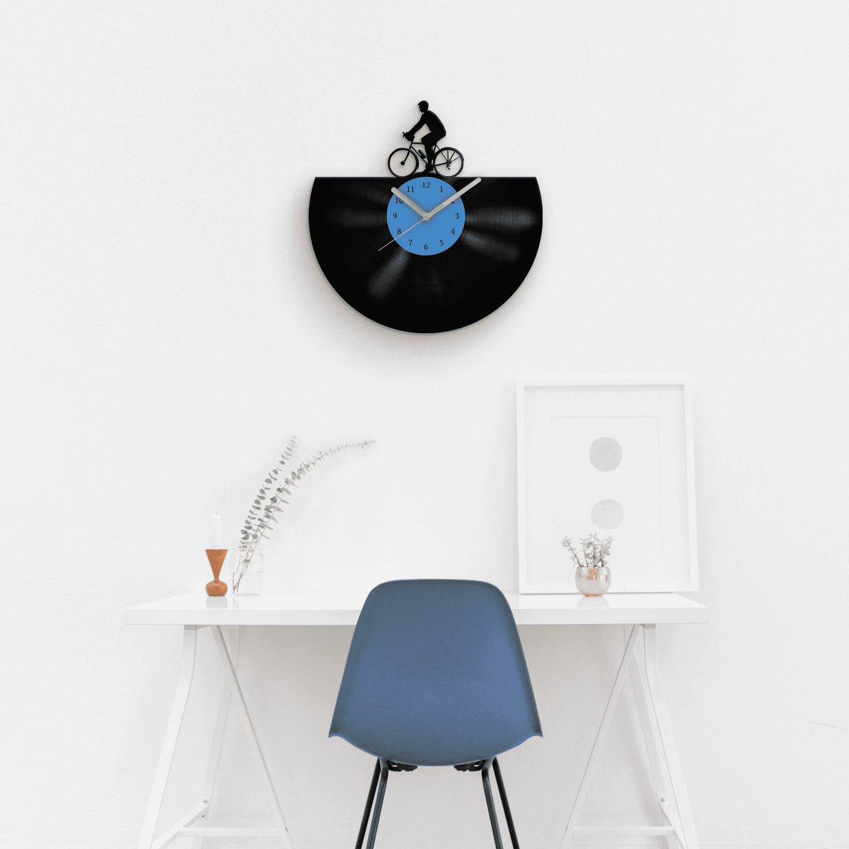 Birthday Gift for Him - Cycling Men Wall Decor - Vinyl Clocks - Old Record Clock - Cyclist Man - Bicycle Boy Decoration - Kids Room Art