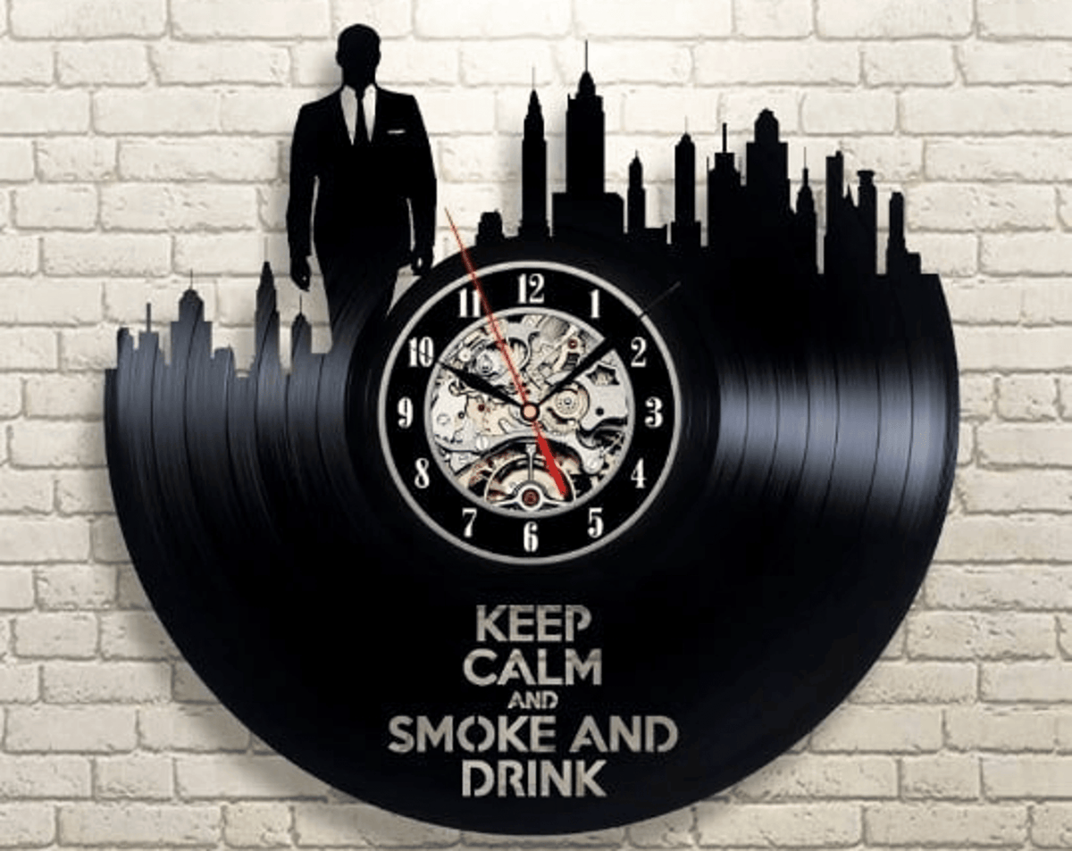 Men Quotes Vinyl Record Laser Cut Wall Clock, Contemporary Wall Decor For Apartment, Artwork For Men, Keep Calm, Wedding Gift For Groom