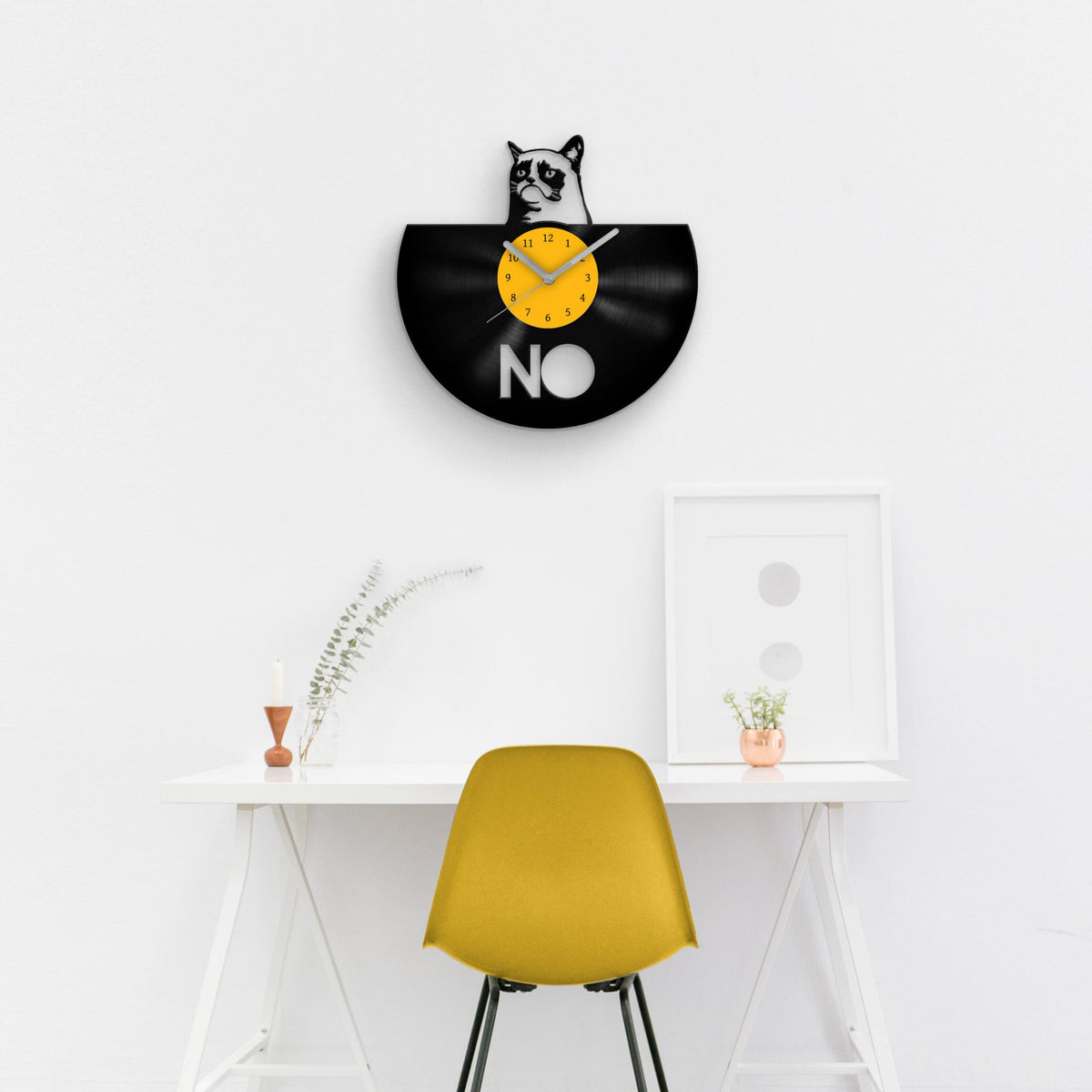 Grumpy Cat, Vinyl Clock, Cats Lover Gift, Cute Cat Gifts, Kids Room Artwork, Unique Clocks, Pets Wall Decor, Housewarming Decoration, Kitten