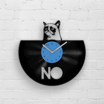 Grumpy Cat, Vinyl Clock, Cats Lover Gift, Cute Cat Gifts, Kids Room Artwork, Unique Clocks, Pets Wall Decor, Housewarming Decoration, Kitten