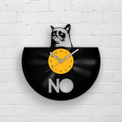 Grumpy Cat, Vinyl Clock, Cats Lover Gift, Cute Cat Gifts, Kids Room Artwork, Unique Clocks, Pets Wall Decor, Housewarming Decoration, Kitten