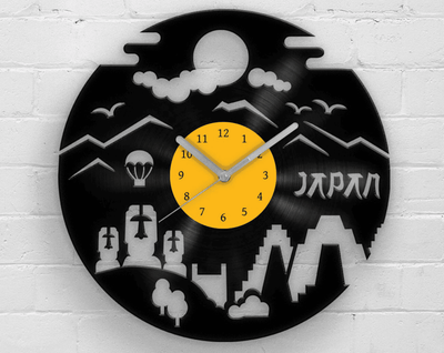JAPAN - Vinyl Clock, Japanese Style Wall Art, 12" Artwork, Gift Idea, Housewarming Gifts, Minimalist Sign, Rising Sun Country, Nature
