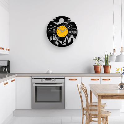 JAPAN - Vinyl Clock, Japanese Style Wall Art, 12" Artwork, Gift Idea, Housewarming Gifts, Minimalist Sign, Rising Sun Country, Nature