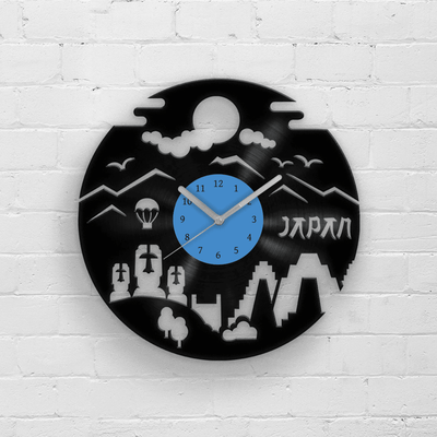JAPAN - Vinyl Clock, Japanese Style Wall Art, 12" Artwork, Gift Idea, Housewarming Gifts, Minimalist Sign, Rising Sun Country, Nature