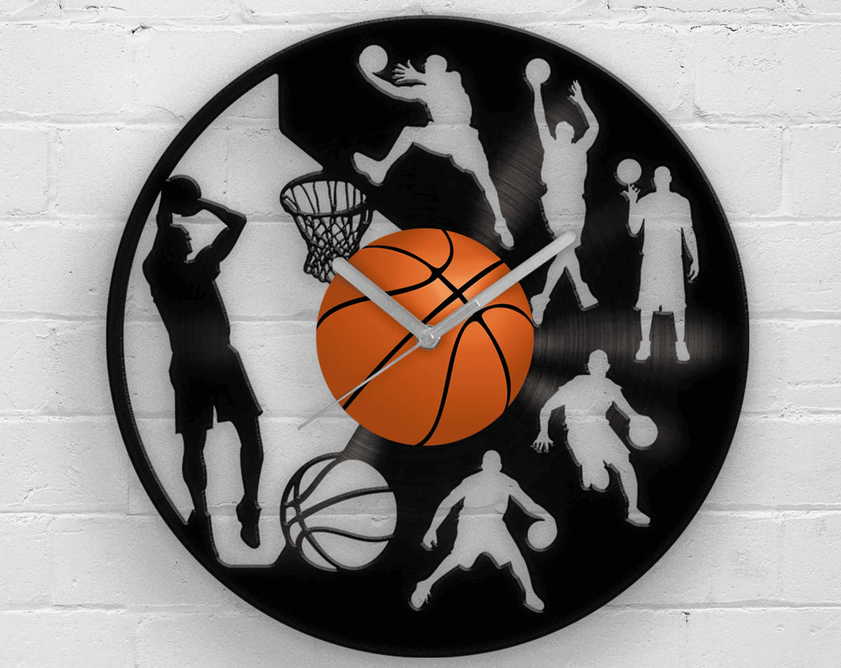 Basketball Gifts, Vinyl Clock, Gift for Men, Basketball Sign, Wall Hanging Sports, Teenage Boy Gift, Basketball Room Decor, Sport Artwork