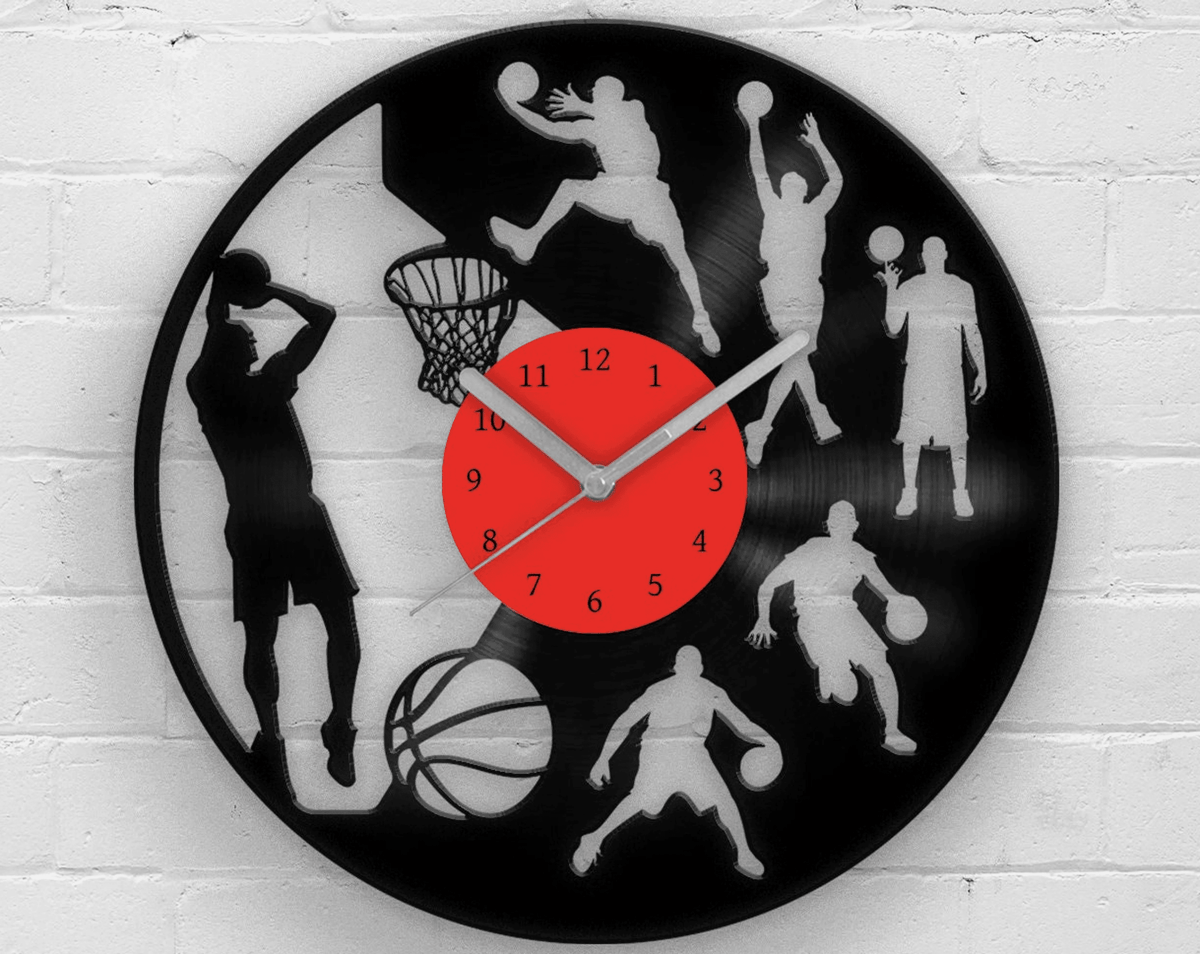 Basketball Gifts, Vinyl Clock, Gift for Men, Basketball Sign, Wall Hanging Sports, Teenage Boy Gift, Basketball Room Decor, Sport Artwork
