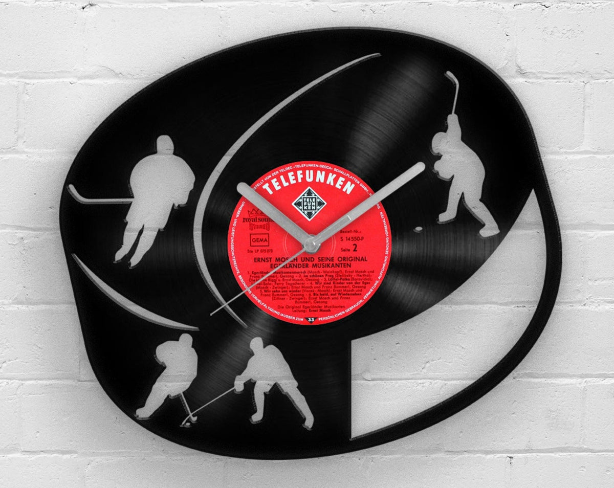 ICE HOCKEY - Unique Gifts for Men, Vinyl Clock, Best Gift for Him, Man Cave Wall Decor, Birthday Present for Hubby, Winter Sports Art