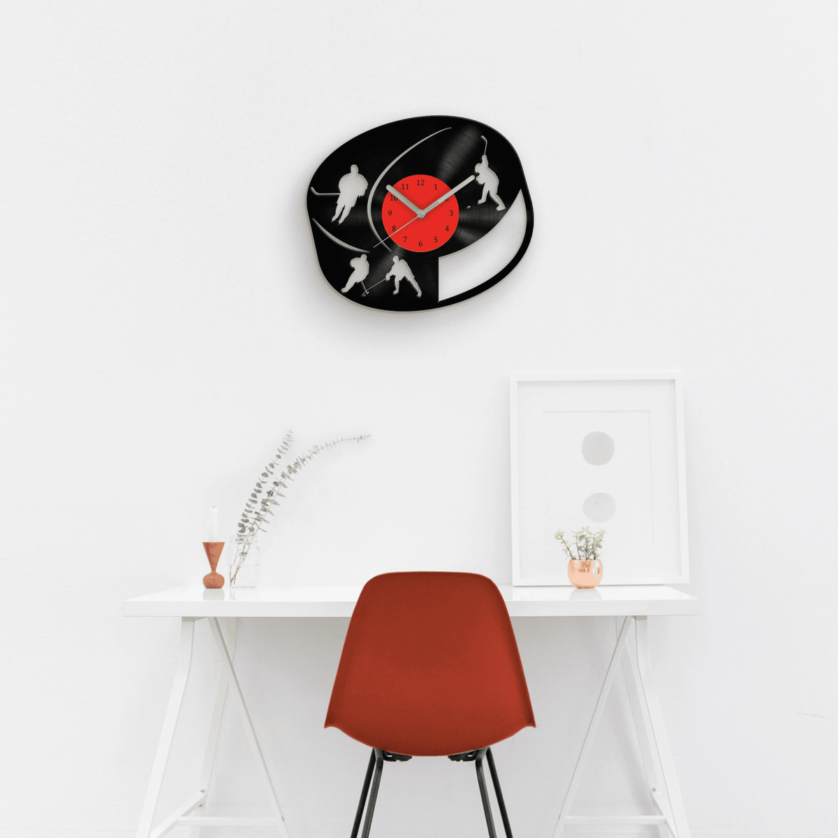 ICE HOCKEY - Unique Gifts for Men, Vinyl Clock, Best Gift for Him, Man Cave Wall Decor, Birthday Present for Hubby, Winter Sports Art