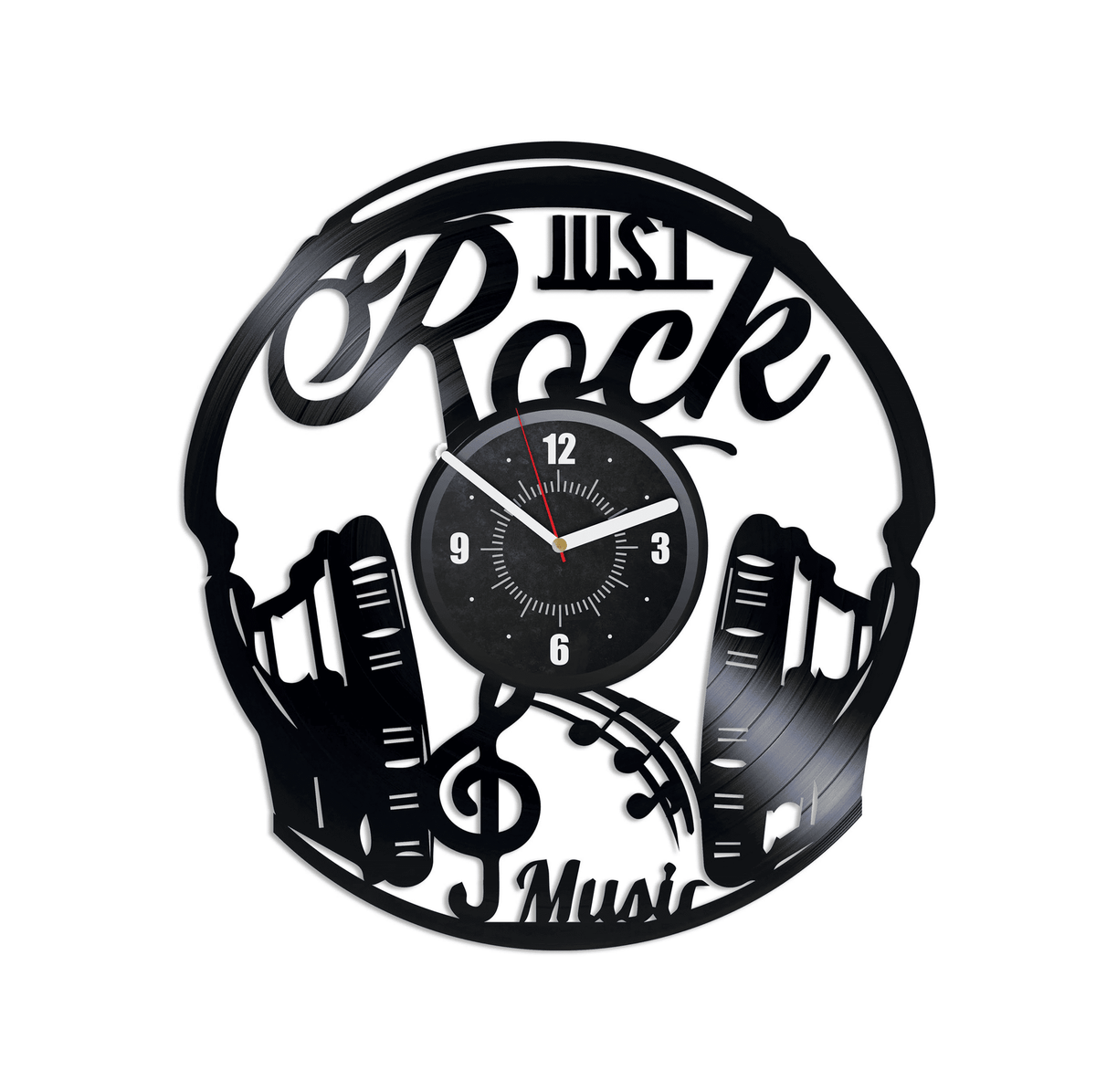 Rock Music Vinyl Record Black Clock Rock Music Art Music Room Wall Decor Music Teacher Gift Wedding Gift For Groom Headphones Art