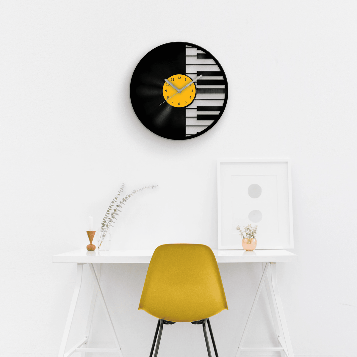 Piano Music Decor - Best Christmas Gifts for Musicians, Vinyl Clock, Gift for Pianist, Housewarming Art, Stylish Wall Hanging, Unique Clocks