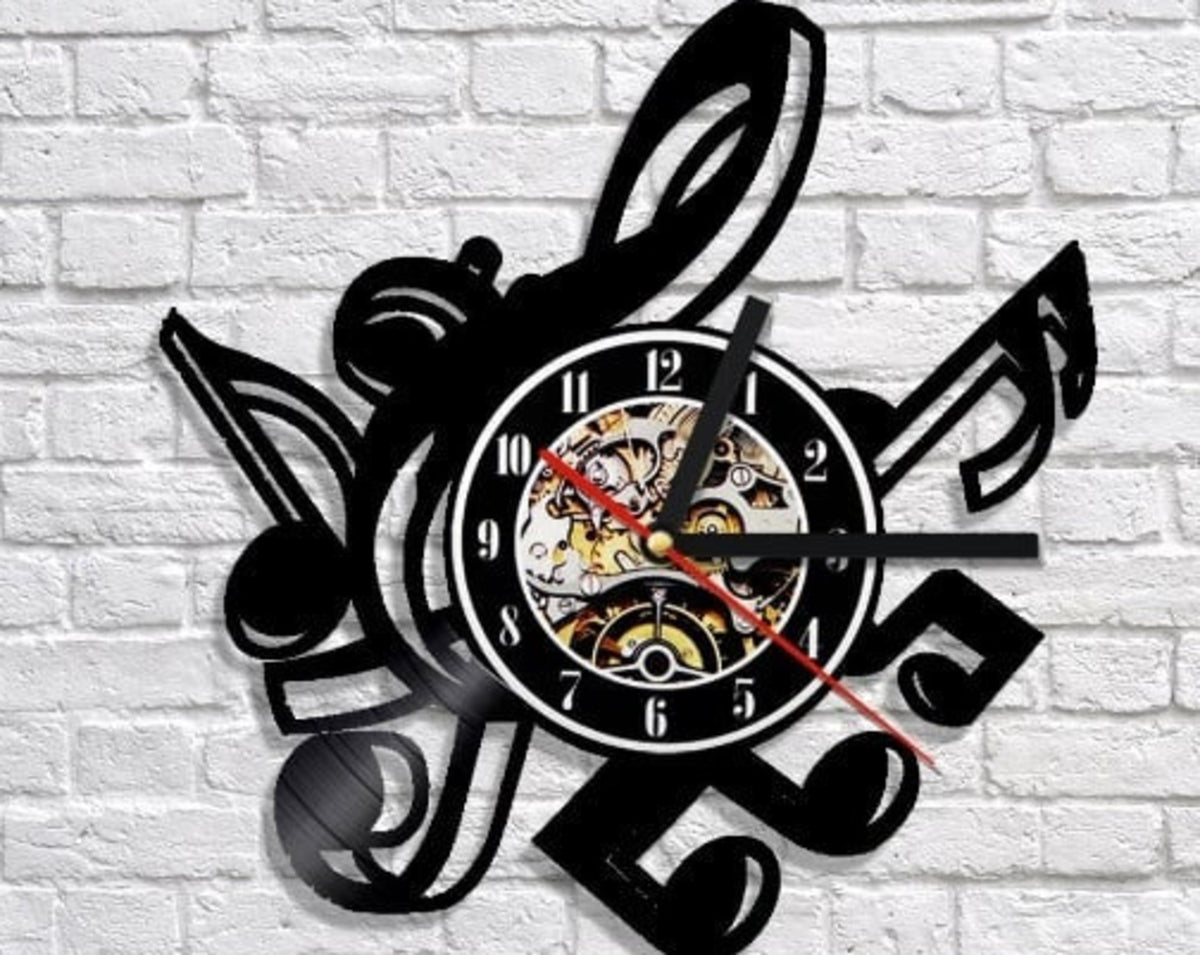 Musical Notes Vinyl Record Creative Wall Clock Musical Notes Wall Decor Laser Cut Art For Bedroom Musical Notes Gifts Xmas Gift For Girls