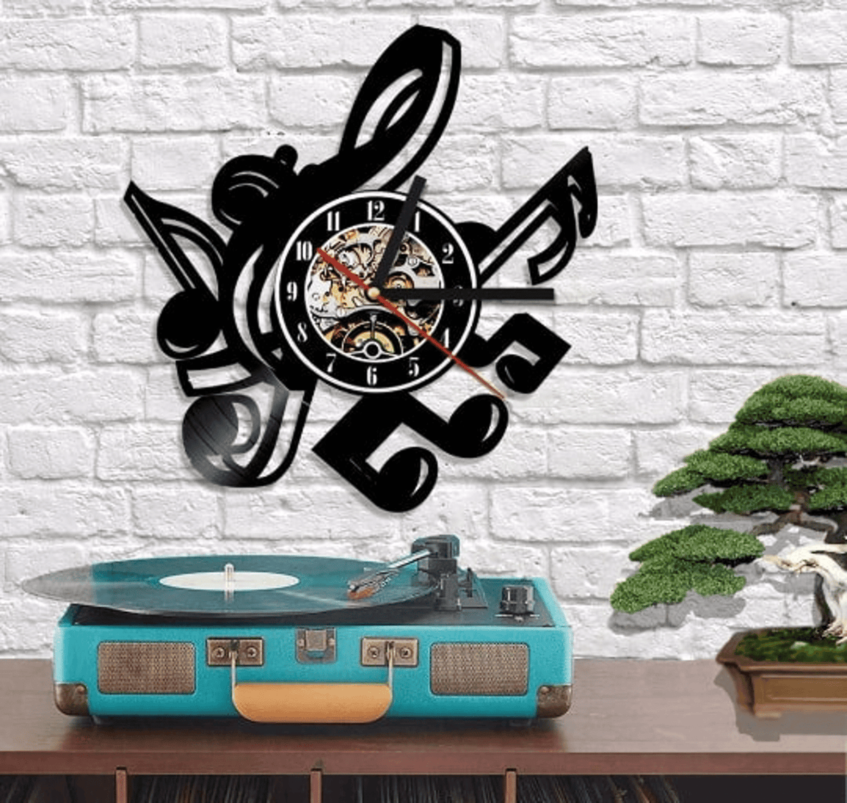 Musical Notes Vinyl Record Creative Wall Clock Musical Notes Wall Decor Laser Cut Art For Bedroom Musical Notes Gifts Xmas Gift For Girls