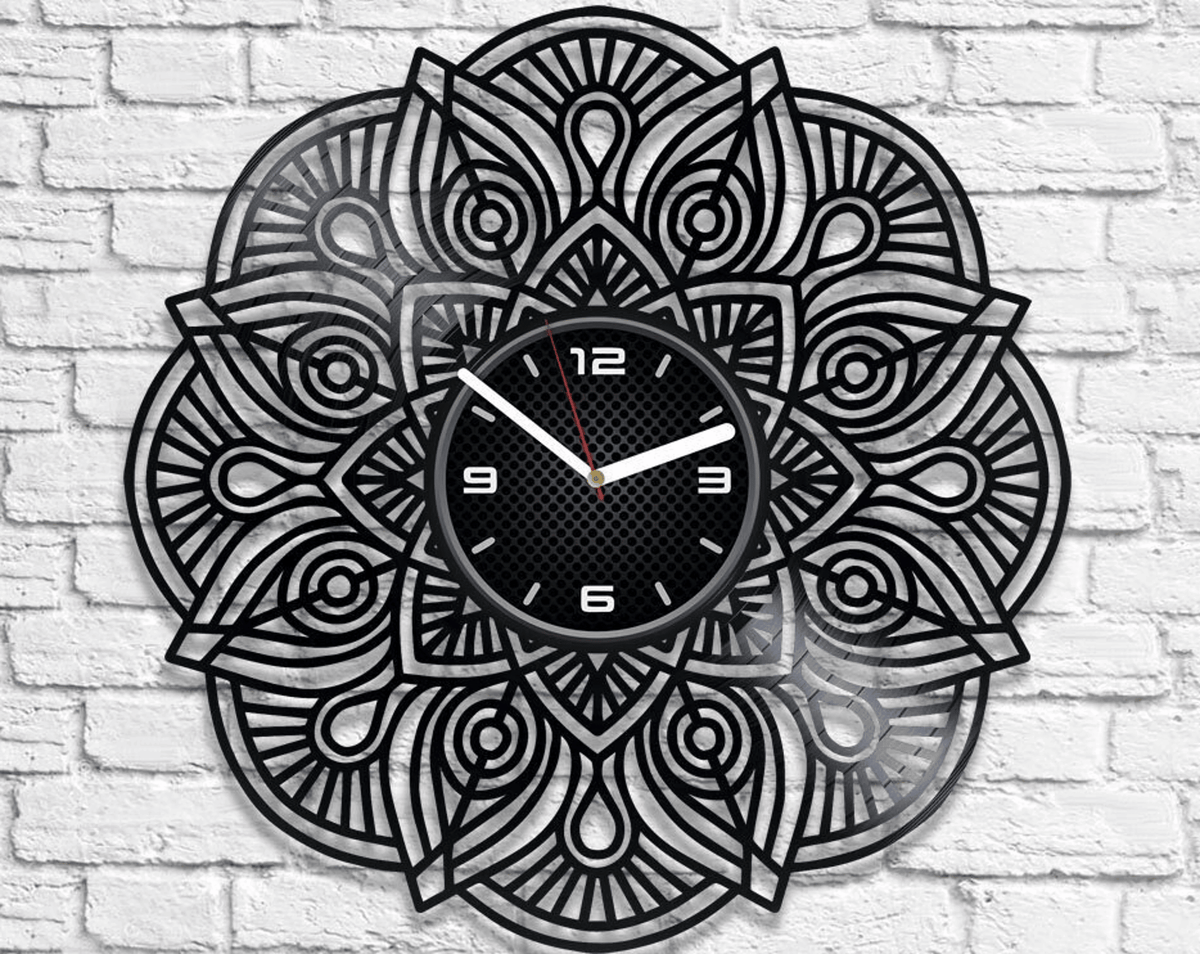 Mandala Vinyl Record Handmade Clock Cozy Decor For Bedroom Mandala Wall Art Gift For Yoga Teacher New Year Gift