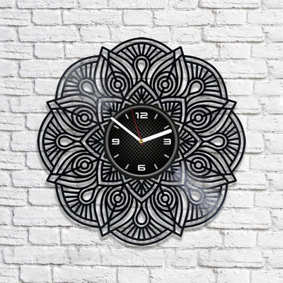 Mandala Vinyl Record Handmade Clock Cozy Decor For Bedroom Mandala Wall Art Gift For Yoga Teacher New Year Gift