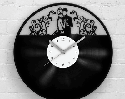 Best Gift for Wedding, Vinyl Clock, Newlywed Gifts, Married Couple Art, Anniversary Artwork, Love Invitation, Couple Portrait, Clocks