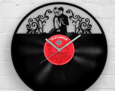 Best Gift for Wedding, Vinyl Clock, Newlywed Gifts, Married Couple Art, Anniversary Artwork, Love Invitation, Couple Portrait, Clocks
