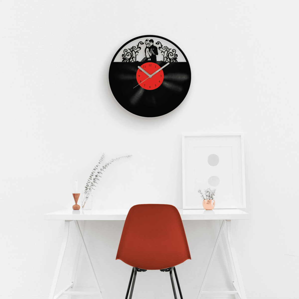 Best Gift for Wedding, Vinyl Clock, Newlywed Gifts, Married Couple Art, Anniversary Artwork, Love Invitation, Couple Portrait, Clocks
