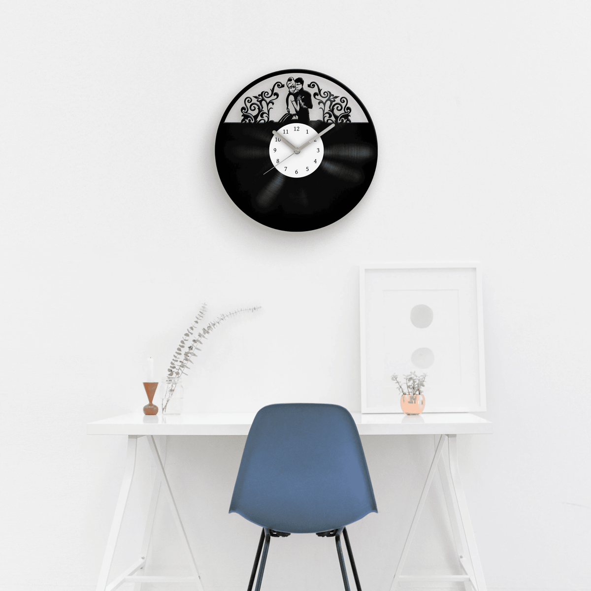 Best Gift for Wedding, Vinyl Clock, Newlywed Gifts, Married Couple Art, Anniversary Artwork, Love Invitation, Couple Portrait, Clocks