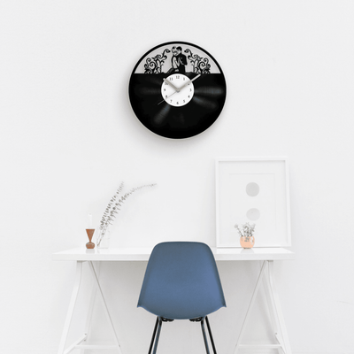 Best Gift for Wedding, Vinyl Clock, Newlywed Gifts, Married Couple Art, Anniversary Artwork, Love Invitation, Couple Portrait, Clocks