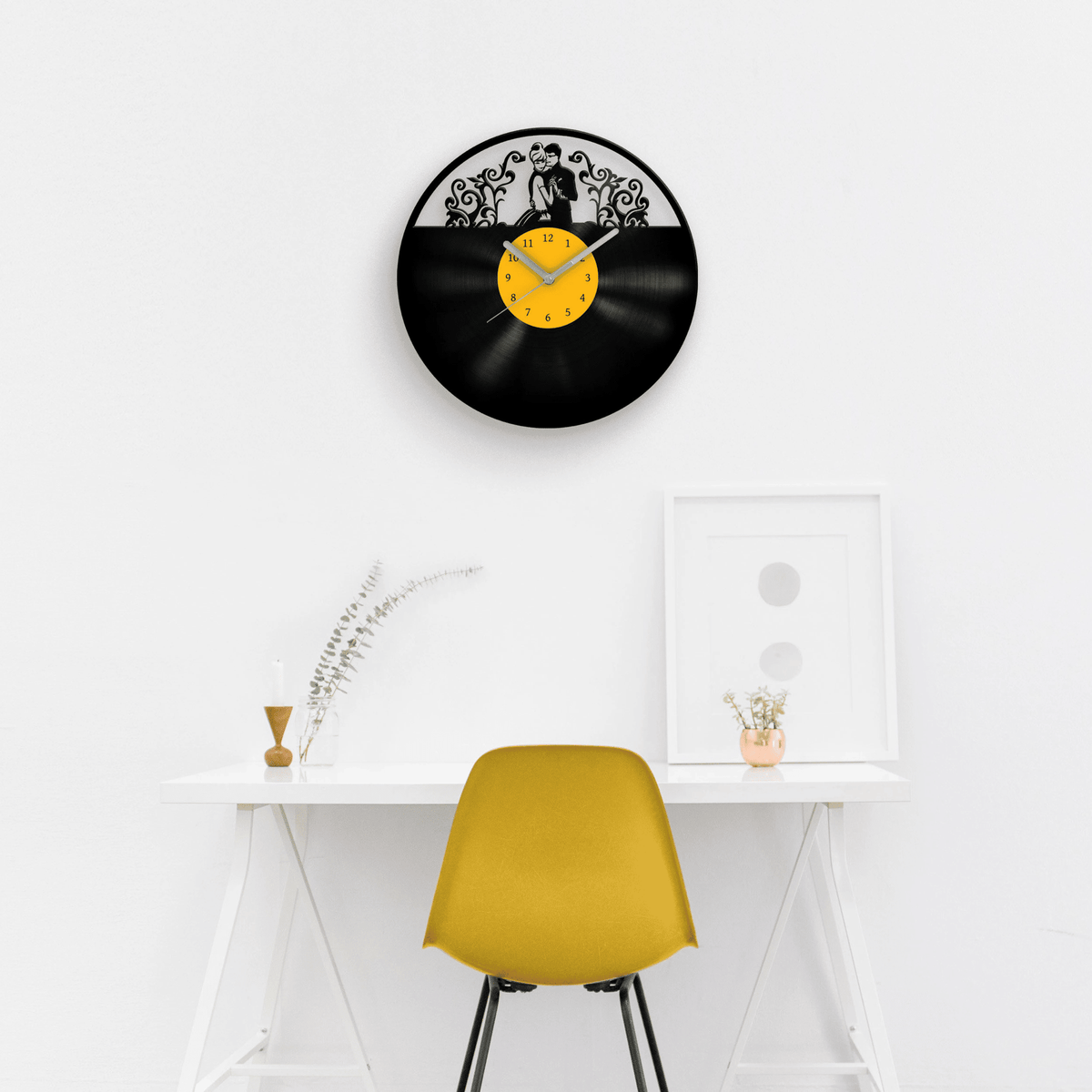 Best Gift for Wedding, Vinyl Clock, Newlywed Gifts, Married Couple Art, Anniversary Artwork, Love Invitation, Couple Portrait, Clocks