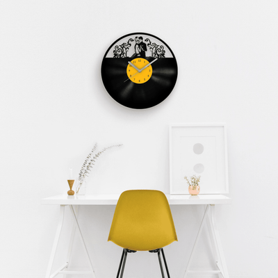 Best Gift for Wedding, Vinyl Clock, Newlywed Gifts, Married Couple Art, Anniversary Artwork, Love Invitation, Couple Portrait, Clocks