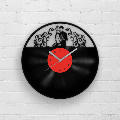 Best Gift for Wedding, Vinyl Clock, Newlywed Gifts, Married Couple Art, Anniversary Artwork, Love Invitation, Couple Portrait, Clocks