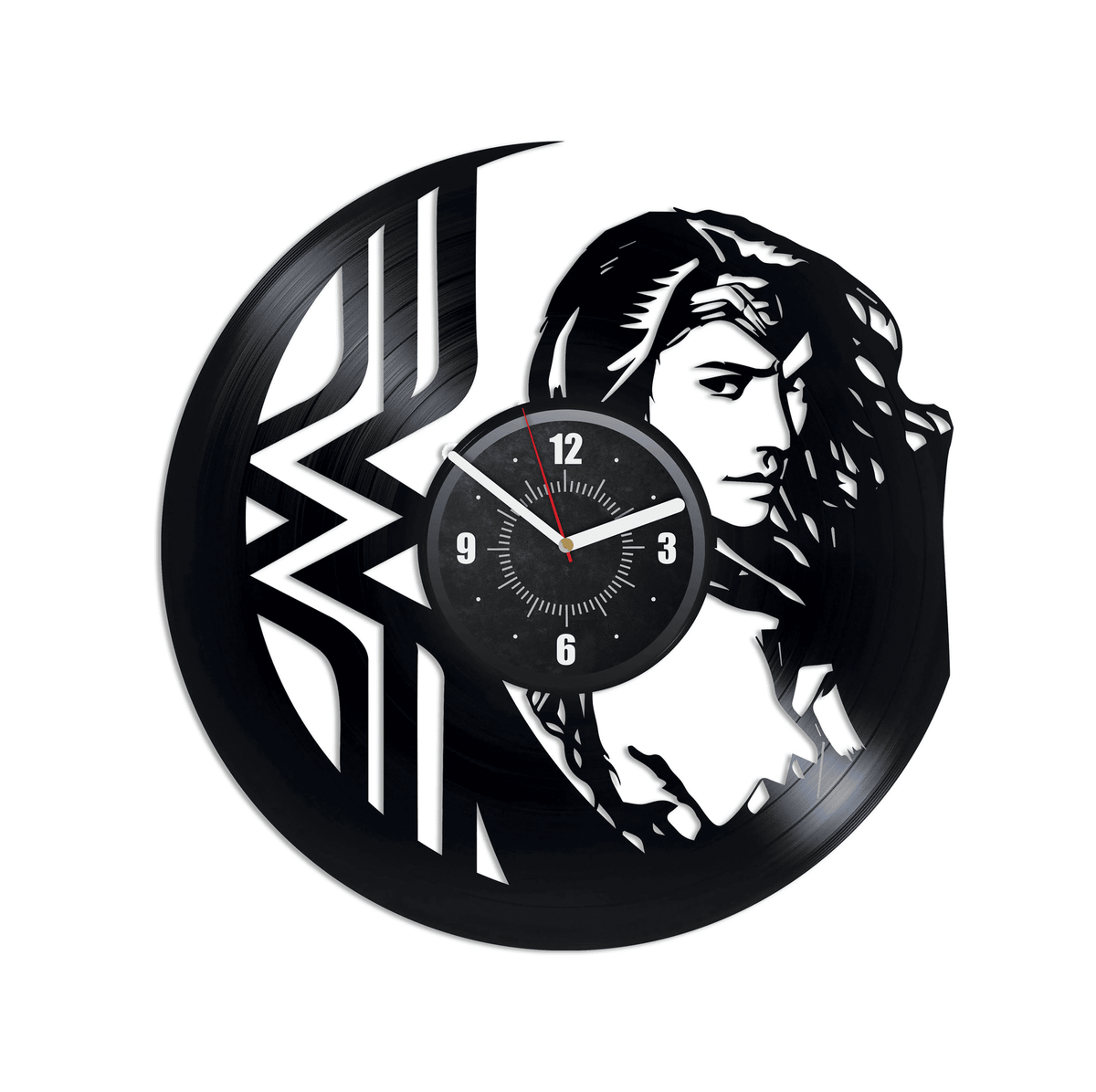 Wonder Women Vinyl Record Laser Cut Wall Clock Wonder Women Art DC Heroes Women Bedroom Wall Decor Unique Wedding Gift For Her