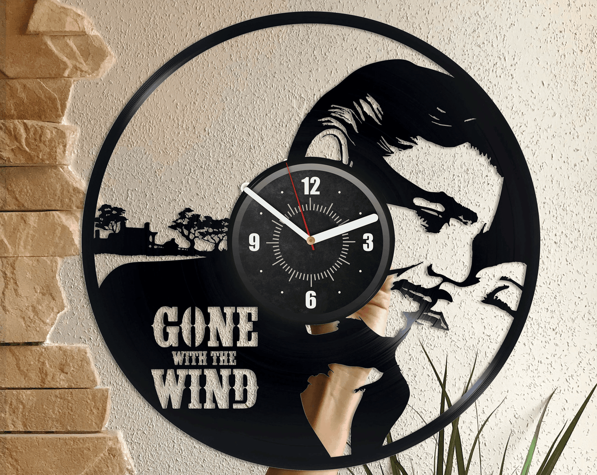 Gone With The Wind Vinyl Record Wall Clock Vintage Movie Wall Art Romantic Decor For Bedroom Gift For Parents Engagement Gifts For Couple