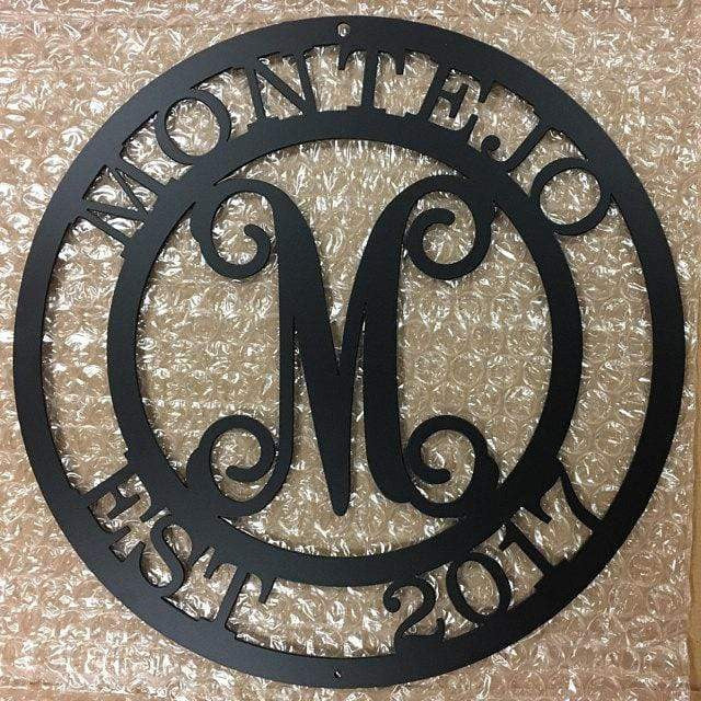 Monogram Family Name Door Wreath, Cut Metal Sign, Metal Wall Art, Metal House Sign Laser Cut Metal Signs Custom Gift Ideas