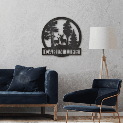 Personalized Deer in the Woods Steel Art Wall Decor Metal Name Sign Laser Cut Metal Signs Custom Gift Ideas