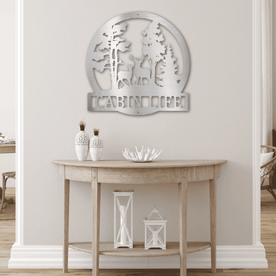 Personalized Deer in the Woods Steel Art Wall Decor Metal Name Sign Laser Cut Metal Signs Custom Gift Ideas