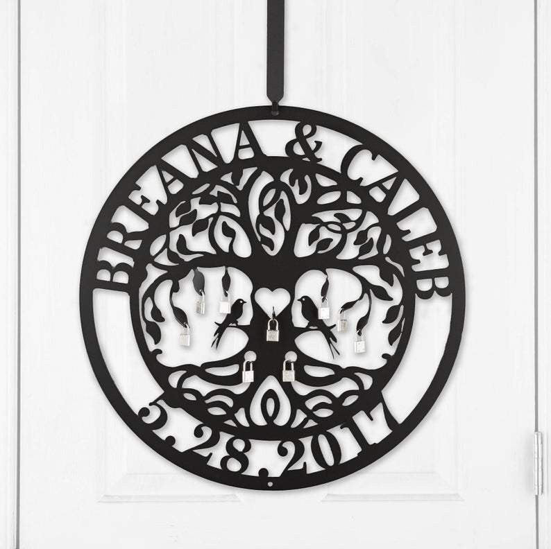 Love Locks Tree Of Life Ceremony Custom Text Metal Sign, Art, Wall Decor Laser Cut Metal Signs Custom Gift Ideas