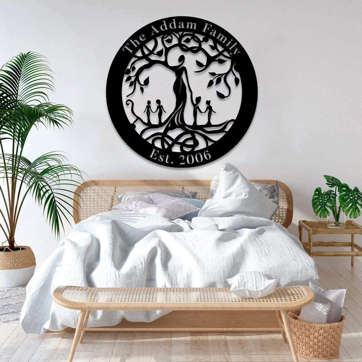 Customized Mother And Four Children Tree Of Life Metal Sign, Mother Earth Wall Art Laser Cut Metal Signs Custom Gift Ideas
