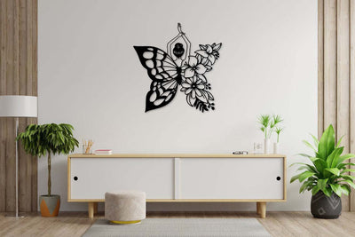 Ballet Lovers Ballerina Flying With A Floral Butterfly Wing Flower Wall Art Decor Cut Metal Sign Laser Cut Metal Signs Custom Gift Ideas