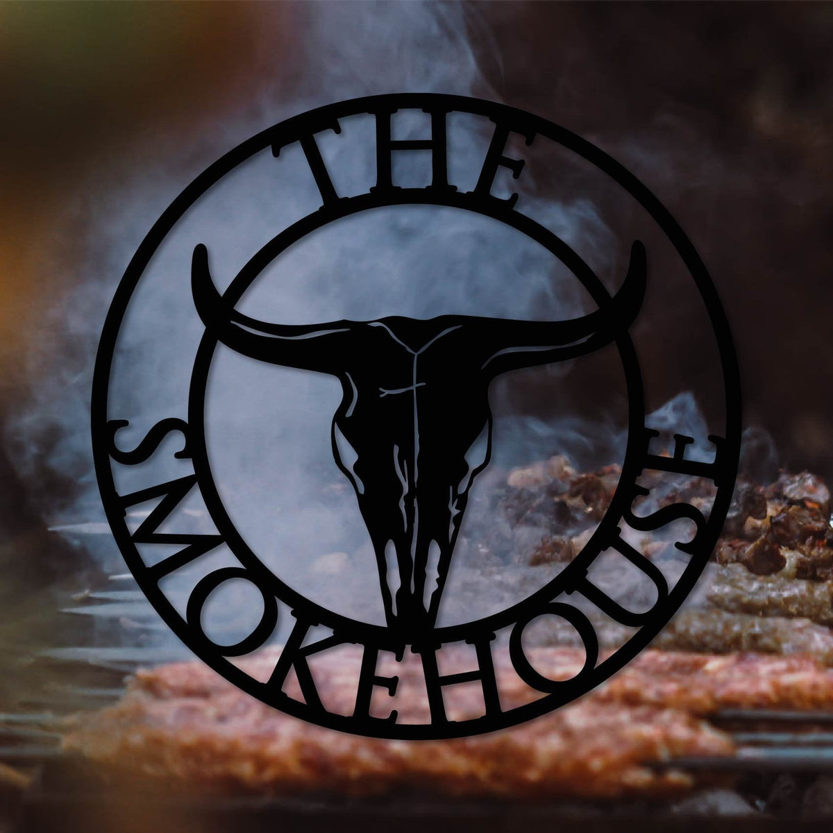 Personalised Cow Skull Metal Sign, Smokehouse Personalised Laser Cut Sign, Laser Cut Metal Smokehouse Sign, Custom Smokehouse, Cow Metal Art Laser Cut Metal Signs Custom Gift Ideas