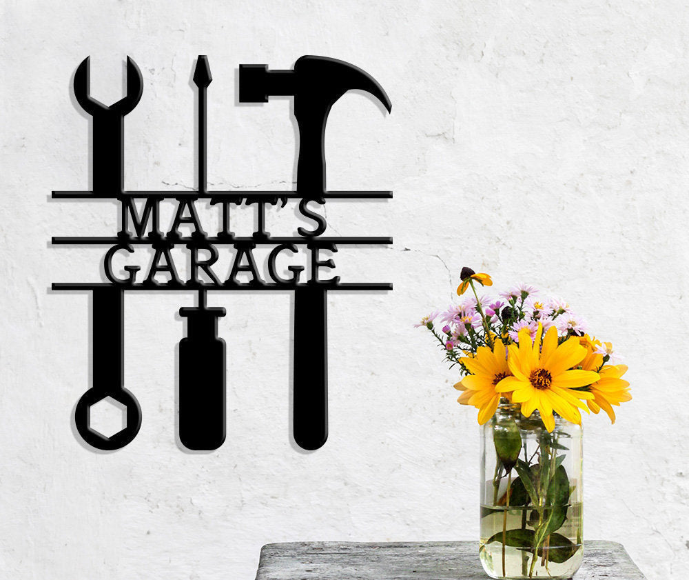 Personalized Garage Metal Sign Men's Gift Metal Wall Art Gift For Dad Gift For Him Father's Day Gift Boyfriend Gift Garage Laser Cut Metal Signs Custom Gift Ideas
