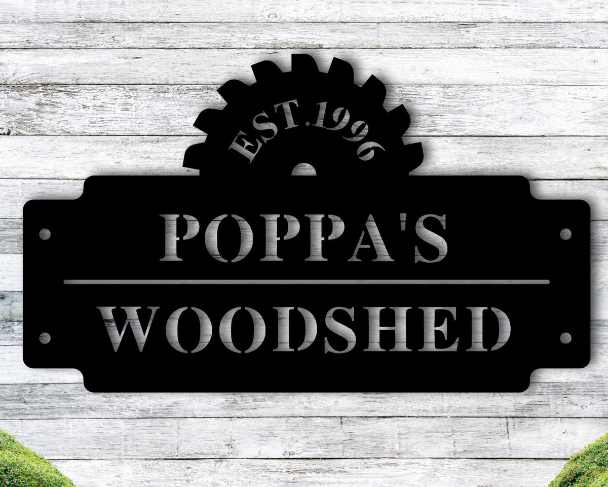 Personalized Workshop Sign, Metal Work Shop Sign, Custom Shop Sign, Personalized Shed Sign, Est. Date Sign For Shop, Saw Blade Sign, Laser Cut Metal Signs Custom Gift Ideas