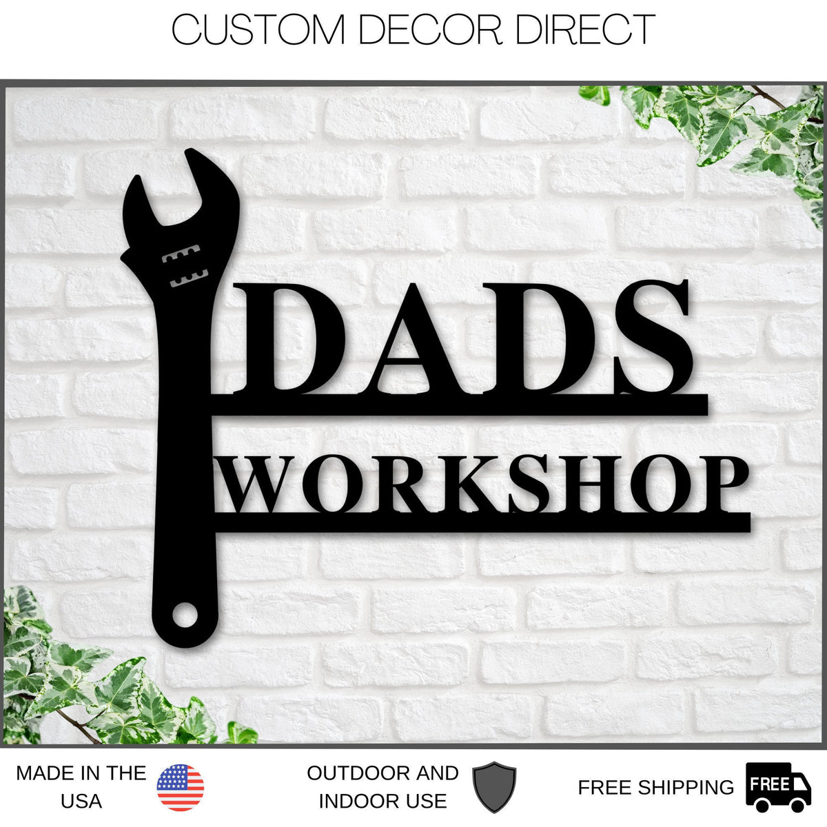 Grandpa's Workshop Sign, Crescent Wrench & Hammer Art, Gift For Grandpa, Woodworker Sign, Custom Workshop Sign, Grandpa Gift, Workshop Sign Laser Cut Metal Signs Custom Gift Ideas